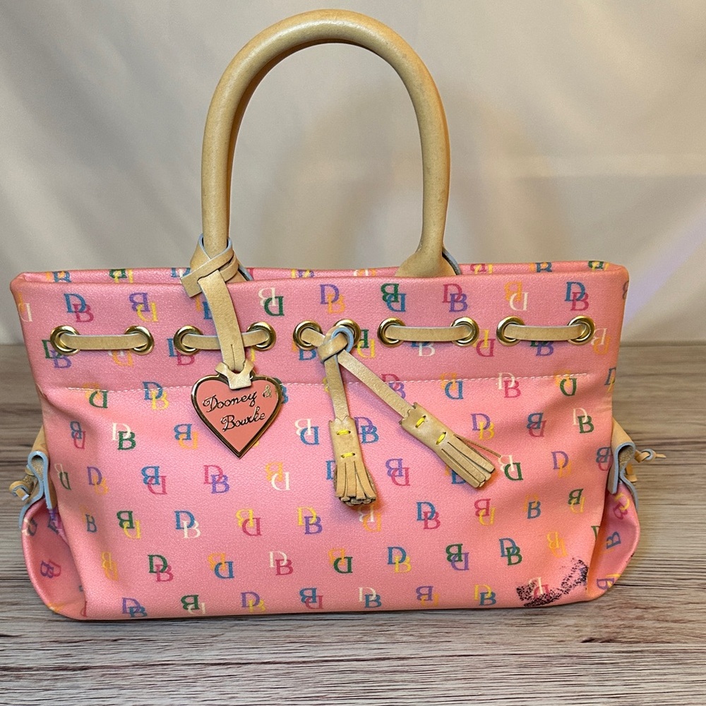 Dooney & Bourke Pink Multicolor Monogram Satchel